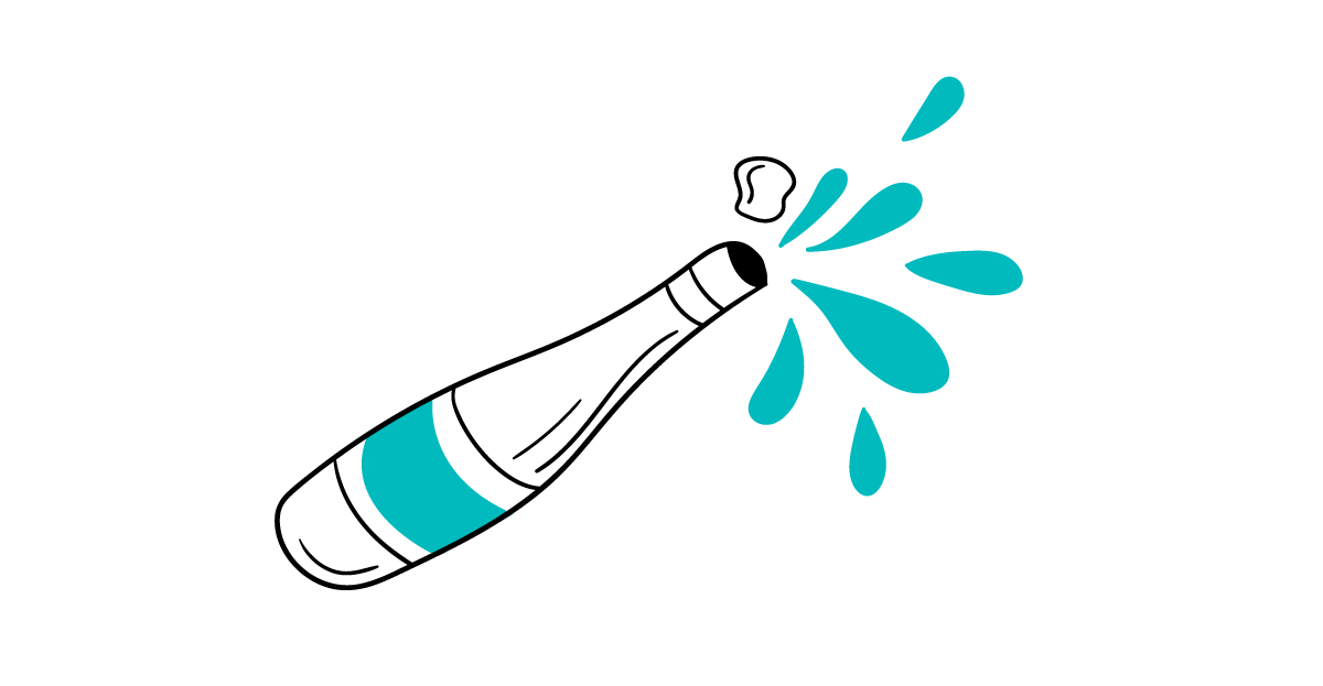 Illustration of champagne bottle opening