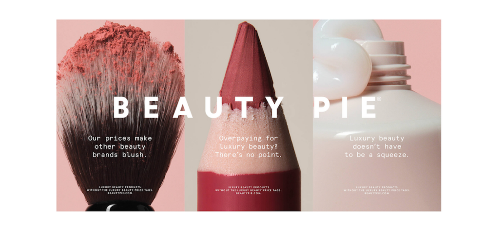 Image source: https://www.adsoftheworld.com/campaigns/no-catch Beauty Pie advert featuring word play slogans in English