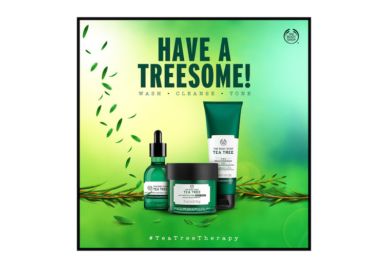 Image source: https://twitter.com/TheBodyShopIND/status/910877503757066241 Bodyshop advert with the wordplay Have a treesome