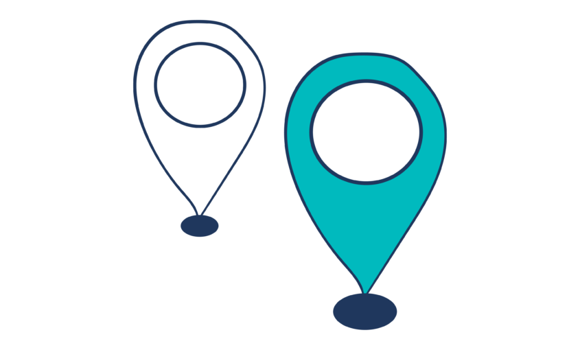 Illustration of two location pins