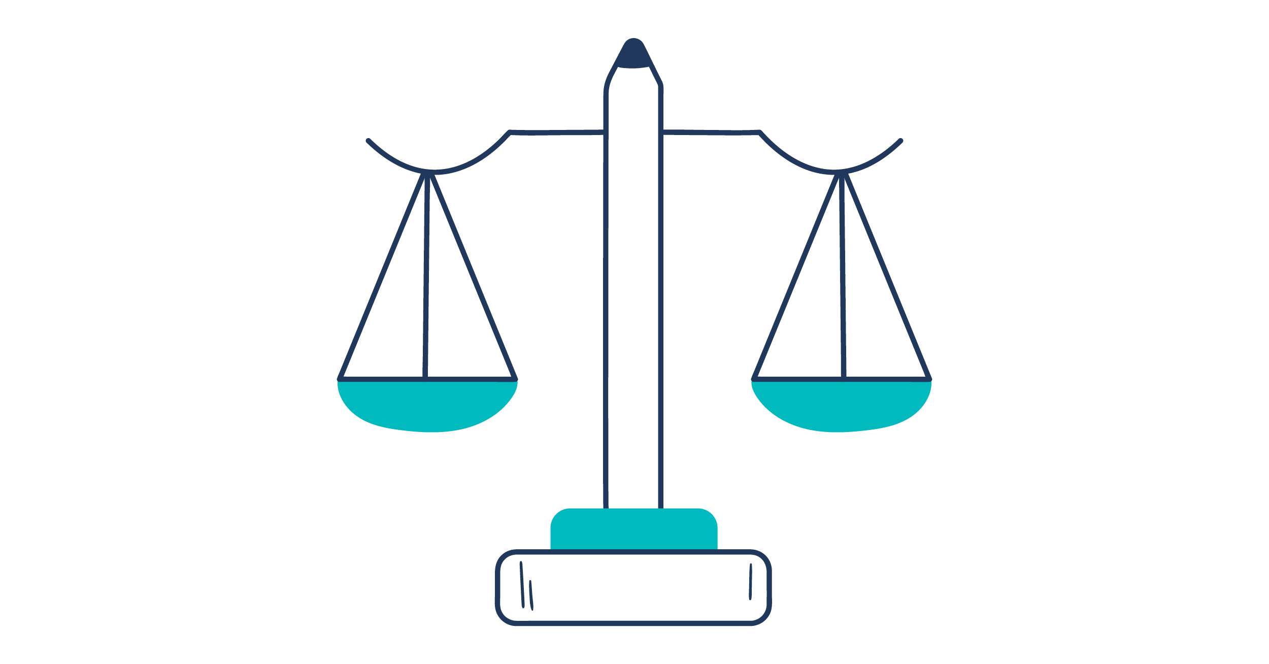 Illustration of a scale with a pencil in the center