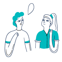 Illustration of a man and a woman having a chat